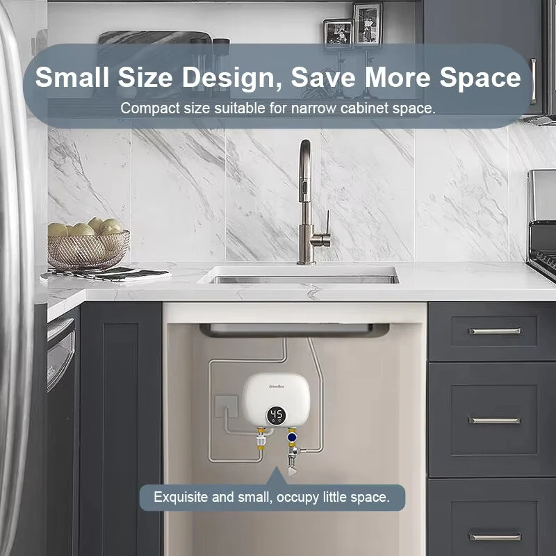 (image for) Briwellna P32 Tankless Water Heater 110V/220V On-Demand Hot Water Compact Size Smart Protection for Kitchen,Bathroom,Balcony